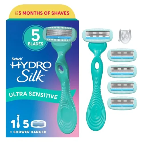 Top-Quality Schick Hydro Silk Ultra Sensitive Razor for Women - Womens Razor for Sensitive Skin 5 Blade Razors for Women Womens Razors for Shaving Includes 1 Authentic