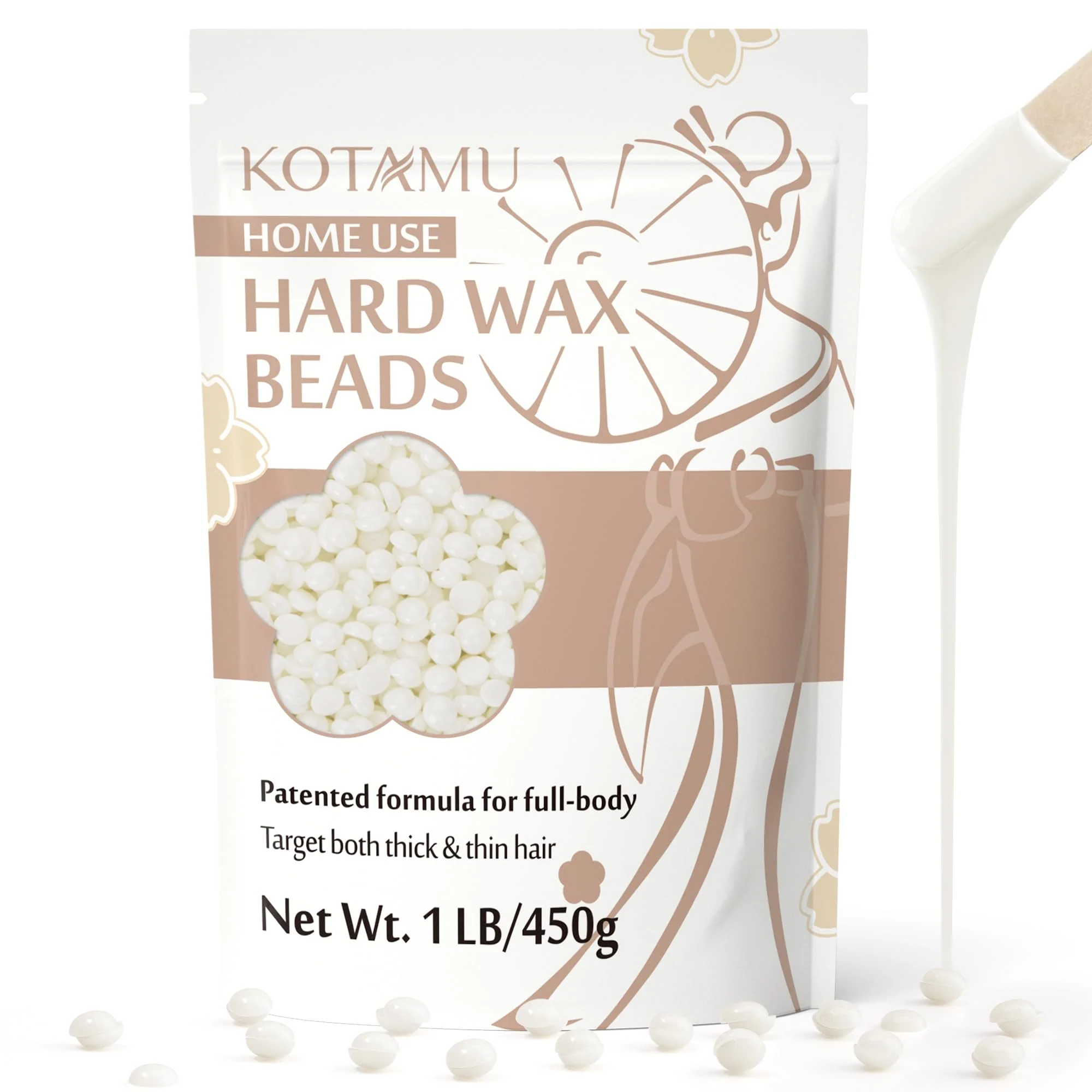 Soft KOTAMU Waxing Beads Unscented Hard Wax Beads for Women Men Full Body Thick Thin Hair Removal 1lb Pack Organic Wax Beans for Sensitive Skin Face Unique