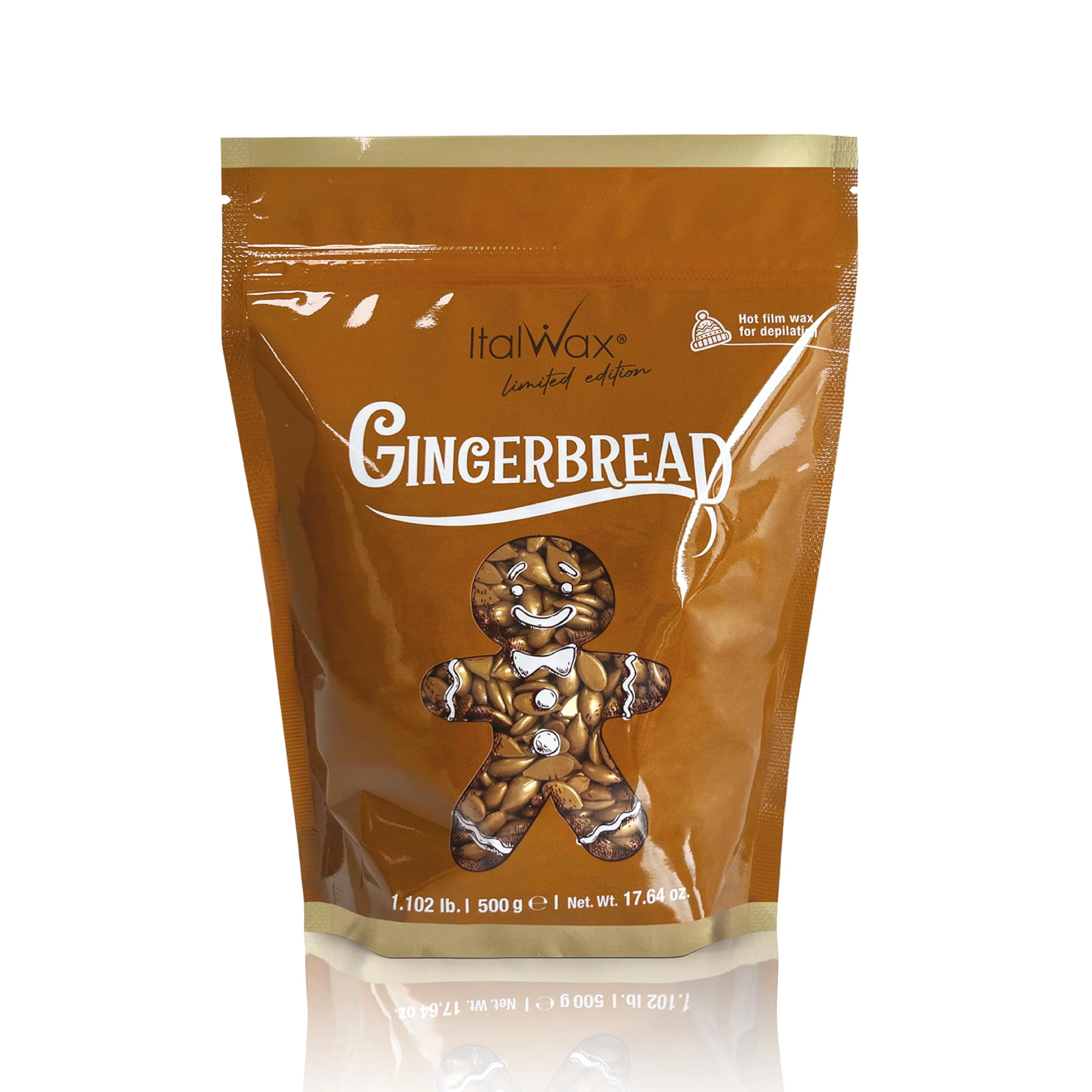 Fashionable Italwax Gingerbread - 500g 1.1 lb - Hard wax beads for hair removal - Biscuit Aroma - Synthetic formulation i for sensitive skins - Outstanding