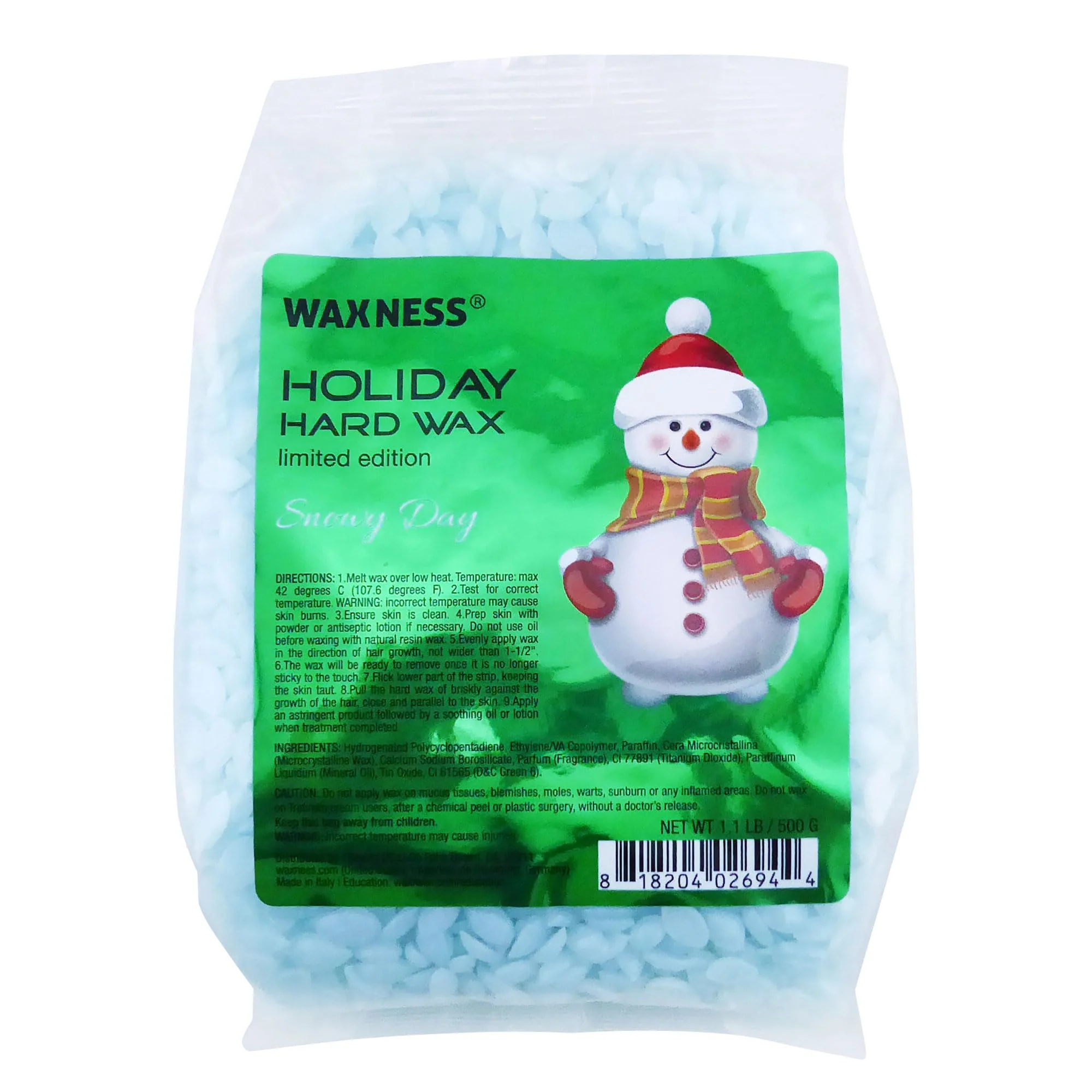 Verified Waxness Snowy Days Wax - Holiday Limited Edition 1.1 lb 500 g - Hard wax beads for hair removal - Winter Aroma - Synthetic formulation i Contemporary