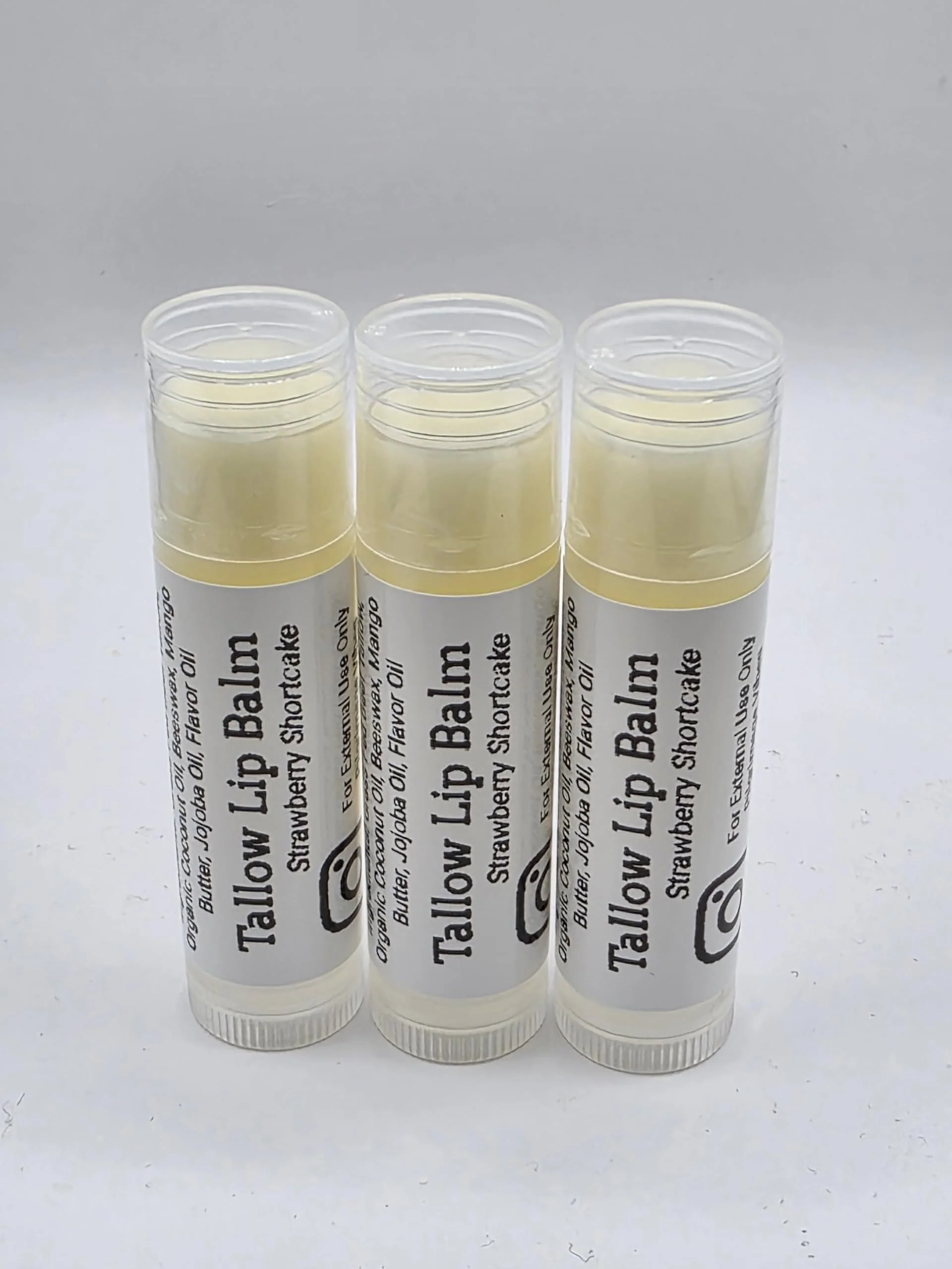 Durable Tallow Lip Balm Strawberry Shortcake Handmade Grass Fed Beef Tallow Lip Balm with Nourishing Oils 3 Pack Genuine