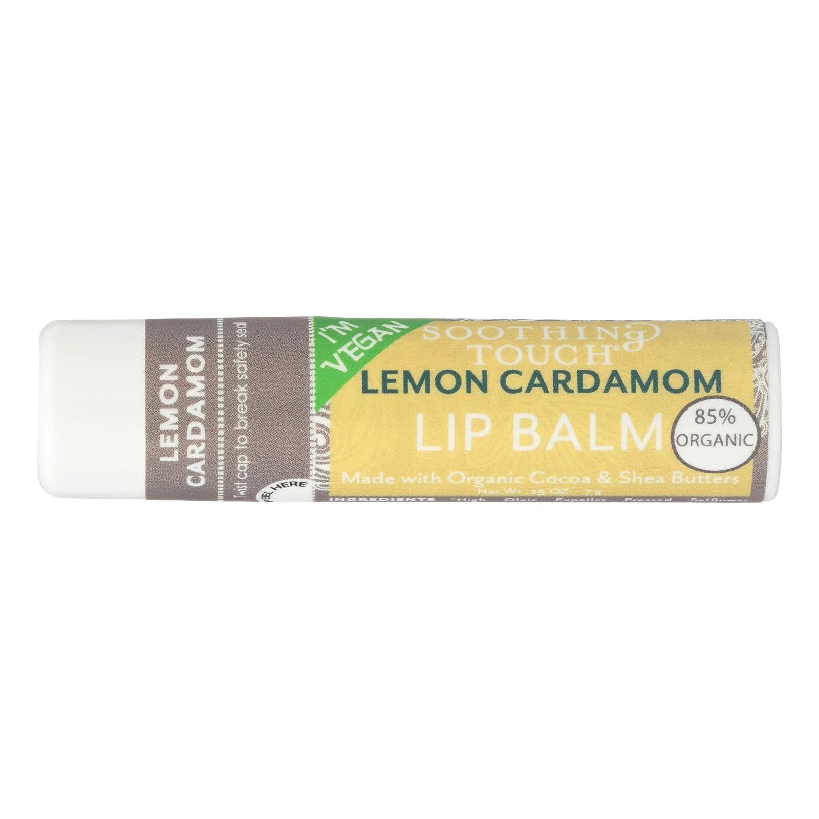 Luxury Soothing Touch Lemon Cardamom Vegan Lip Balm .25 oz 85 Organic Case of 12 Trusted