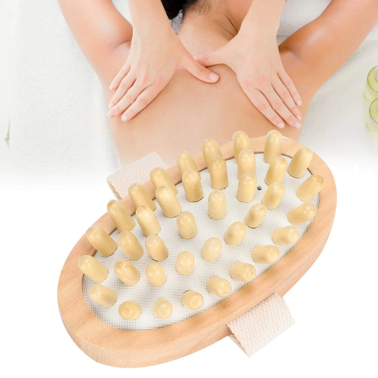 Safe Massage Brush Hand Held Wood Massager Body Brush Scrubber Hair Scalp Spa Bath Massage for Cellulite Circulation Glowing Skin Smart