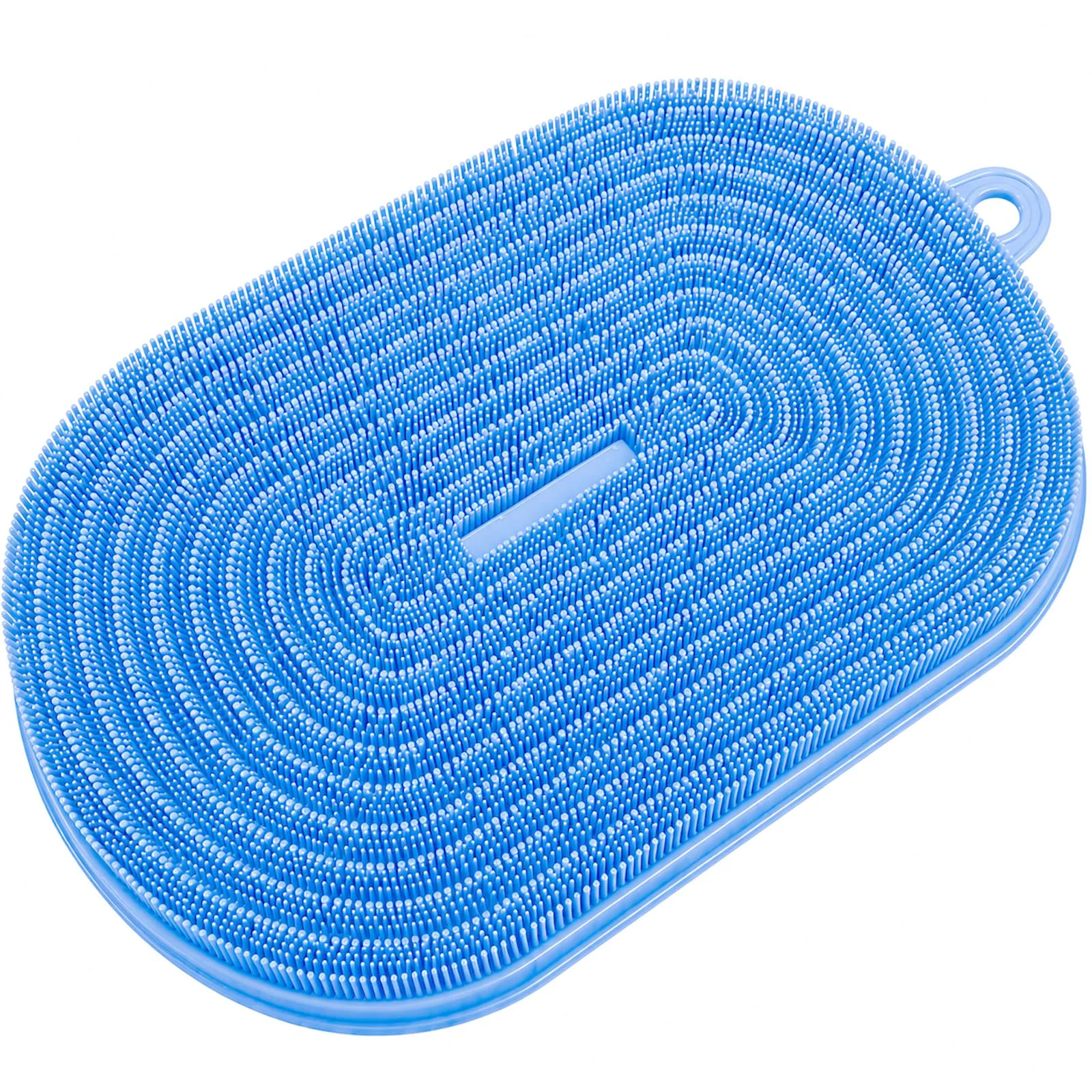 Unique 21.3 Silicone Foot Back Scrubber Mat Non-Slip Suction Cups Blue Contemporary
