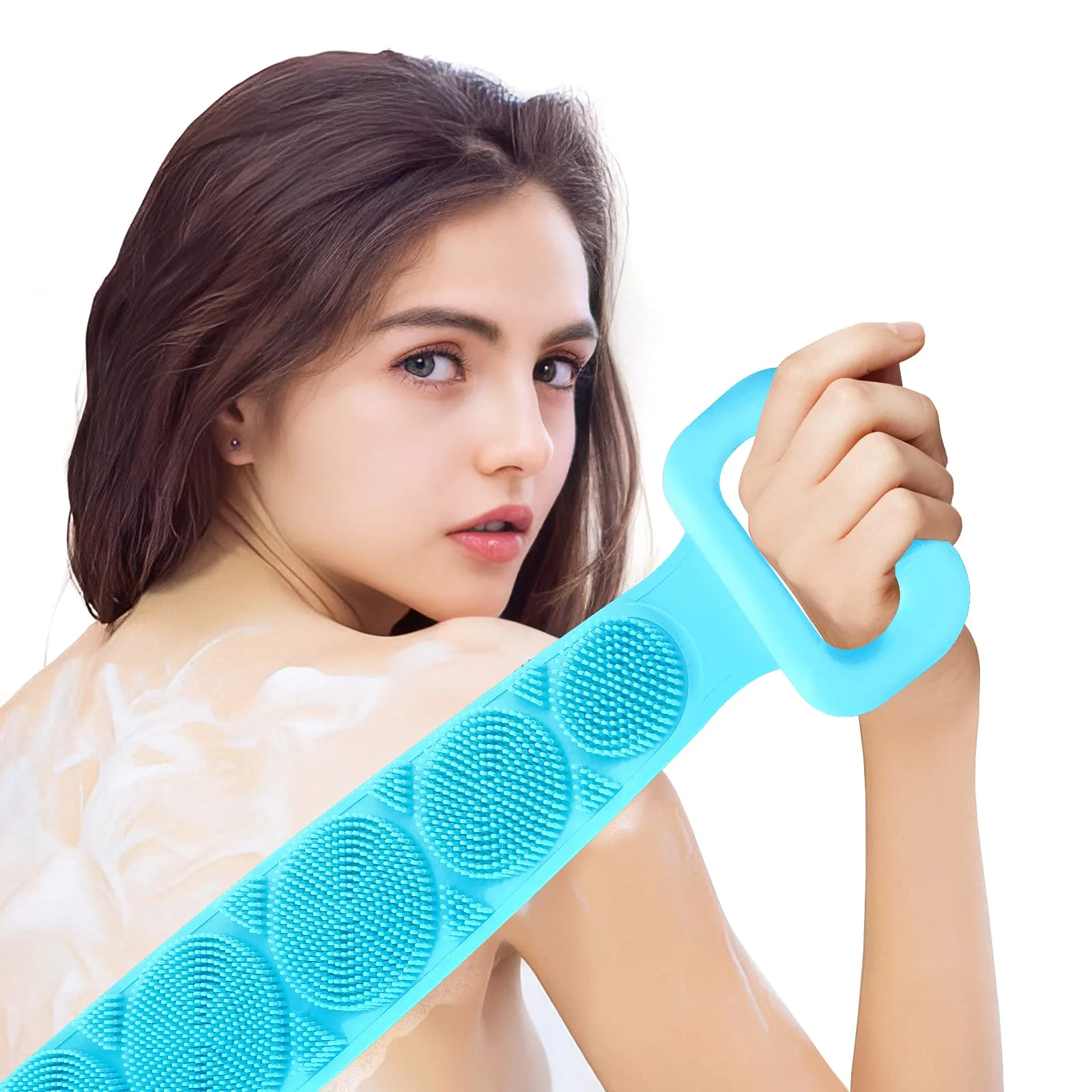 Crafted HOPESO Shower Silicone Back Scrubber Silicone Bath Body Brush Easy To Clean-Exfoliate Improve Your Blood Circulation Silicone Back Scrubber Eco-Friendly