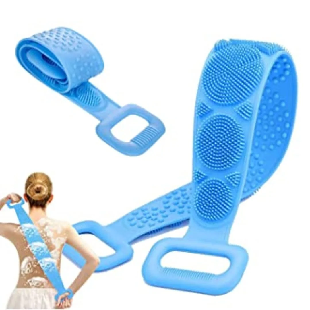 Lightweight Suzec Silicone Body Back Scrubber Double Side Bathing Brush for Skin Deep Cleaning Massage Dead Skin Removal Exfoliating Belt for Shower Easy Unique