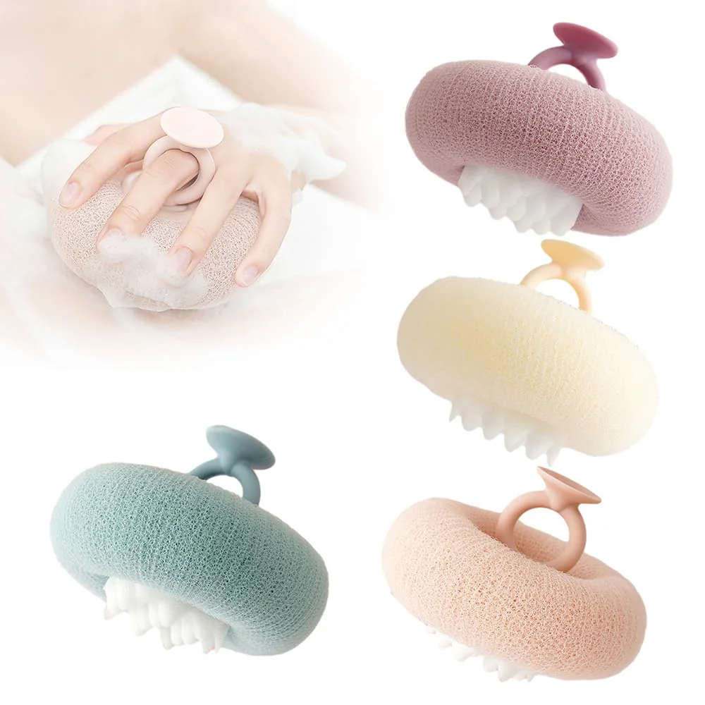 Fine Crafted Super Soft Sunflower Suction Cup Bath Ball 3D Exfoliating Body Bath Sponge for Adults and Children Women and Men Skin Friendly Sponge Mesh Pouf Eco-Friendly