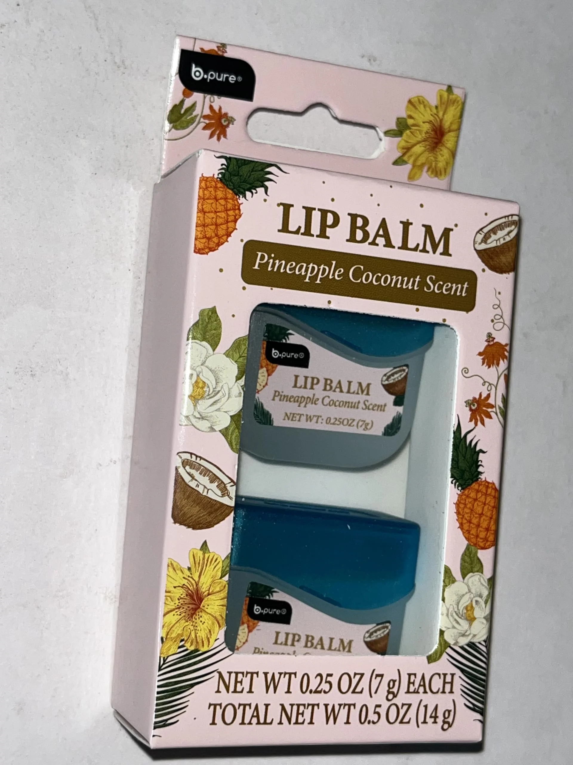 Outstanding B.pure Lip Balm Pineapple Coconut Scent Moisturizing 0.25 oz Each 2 Pack Fine