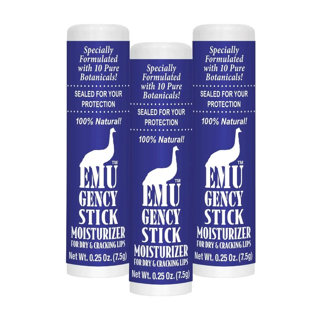 Trendy Montana Emu Ranch - EMUgency All Purpose Moisturizing Pocket Stick - 0.25 Ounce - 3 Pack - Helps Relieve Chapped Cracked and Split Lips and Skin Safe