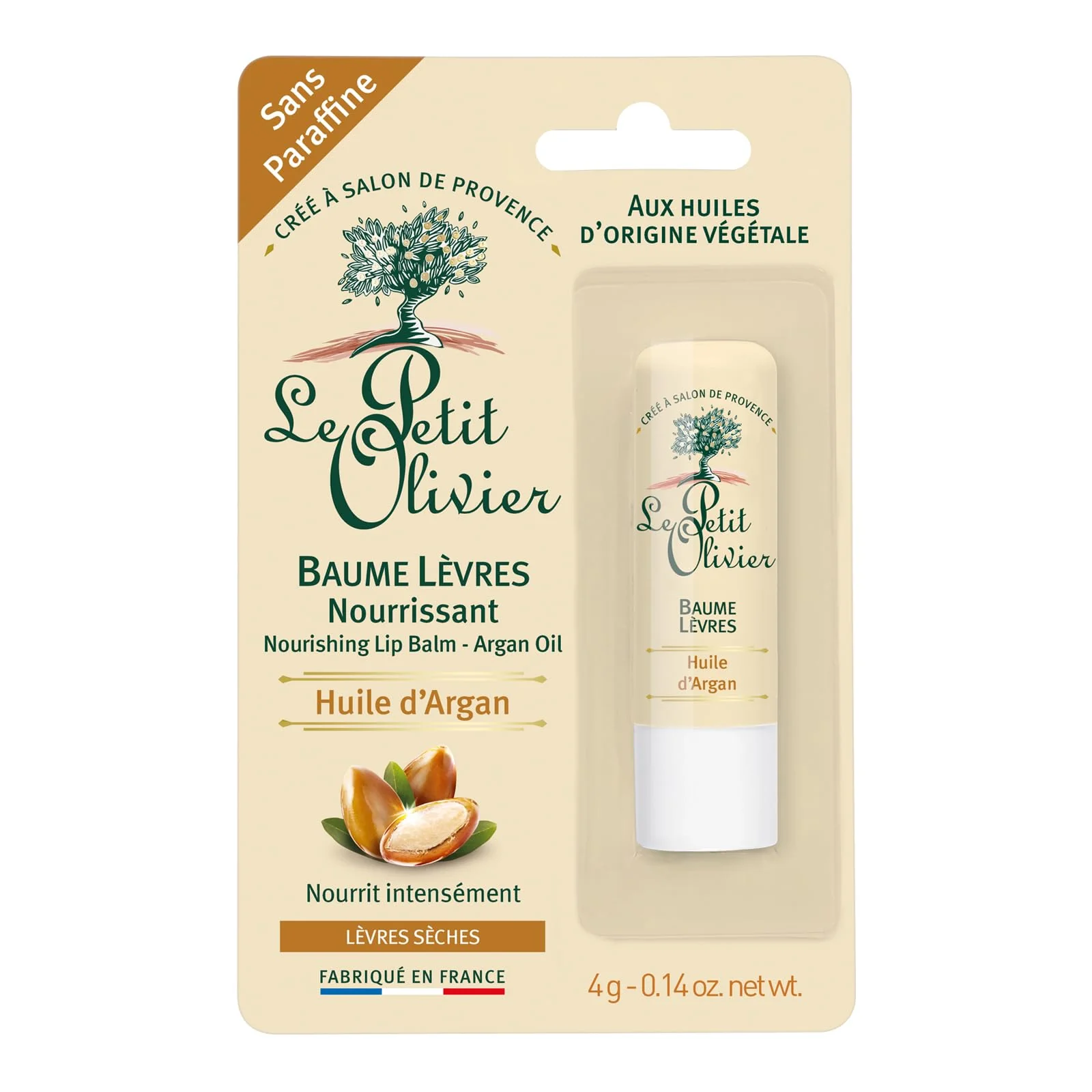 World-Class Le Petit Olivier Nourishing Lip Balm Stick - Enriched with Argan Oil - Softens and Smooths Dry Lips - Made with Natural Vegetable Oils - 0.14 oz Classic