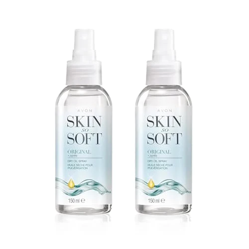 Pure AVON SKIN SO SOFT JOJOBA Dry Oil Spray 5 Fl. Oz Each - Travel-Friendly Luxury Lightweight Body Hair Oil Mist - Fast-Absorbing High-Quality