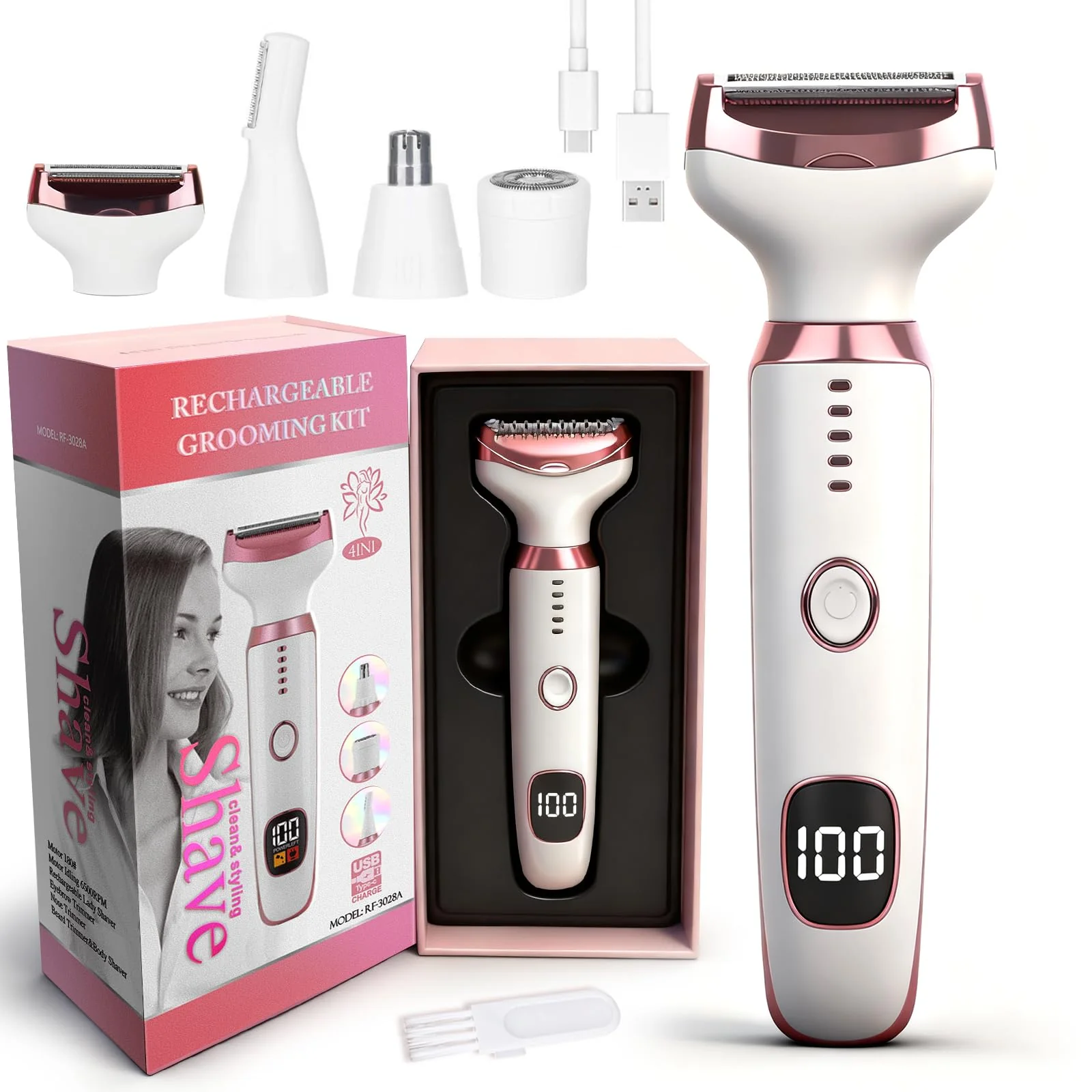 Reusable Beanify 2026 LED Display Electric Razor for Women Men Beauty Women's Wet Dry Electric Shaver Painless 4 in 1 Painless Body Razors Cordless Ladies Premium Material