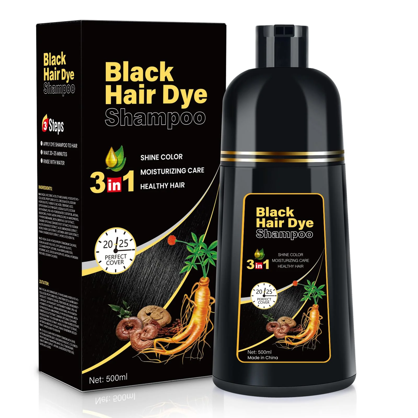 Convenient cosmpro Black Hair Dye Shampoofor Gray Hair Coverage Hair Color Shampoo for Women Men Certified