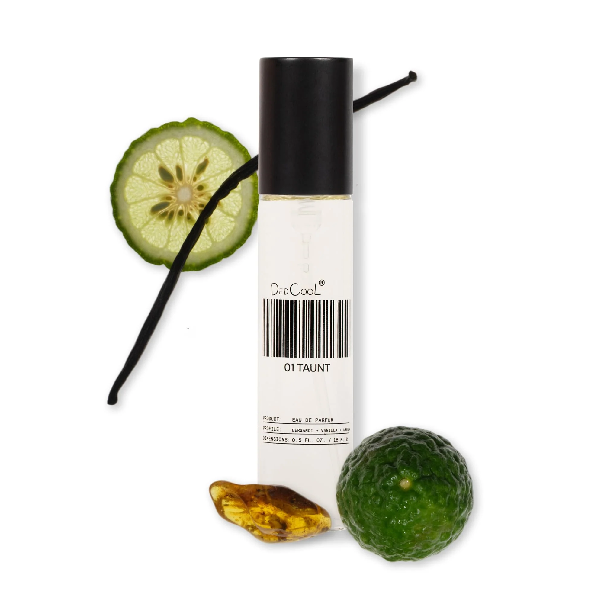 Sustainable DedCool Eau de Parfum 01 Taunt Bergamot Vanilla Amber Clean Unisex Fragrance Non-Toxic Vegan Travel Size Perfume 15 mL Pure