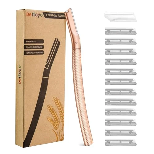 Premium Material Derloyo Dermaplane Razor for Women Face 12 Refill Blades Rose Gold Optimized