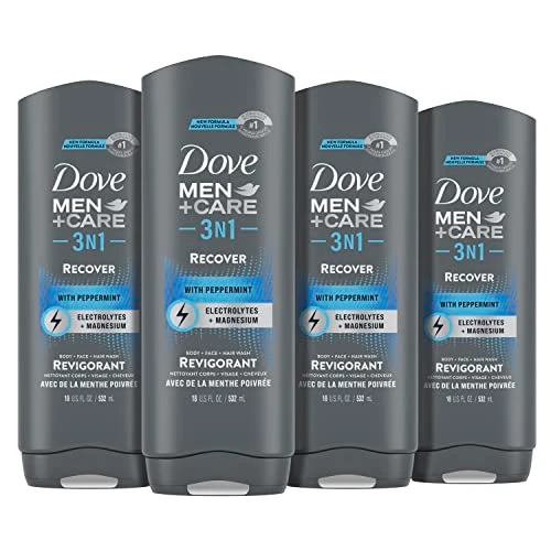 First-Class Dove Men Care Post-Workout 3-IN-1 Body Face Hair Wash With Peppermint 4 Count Infused with Electrolytes Magnesium 18 oz Carefully Designed