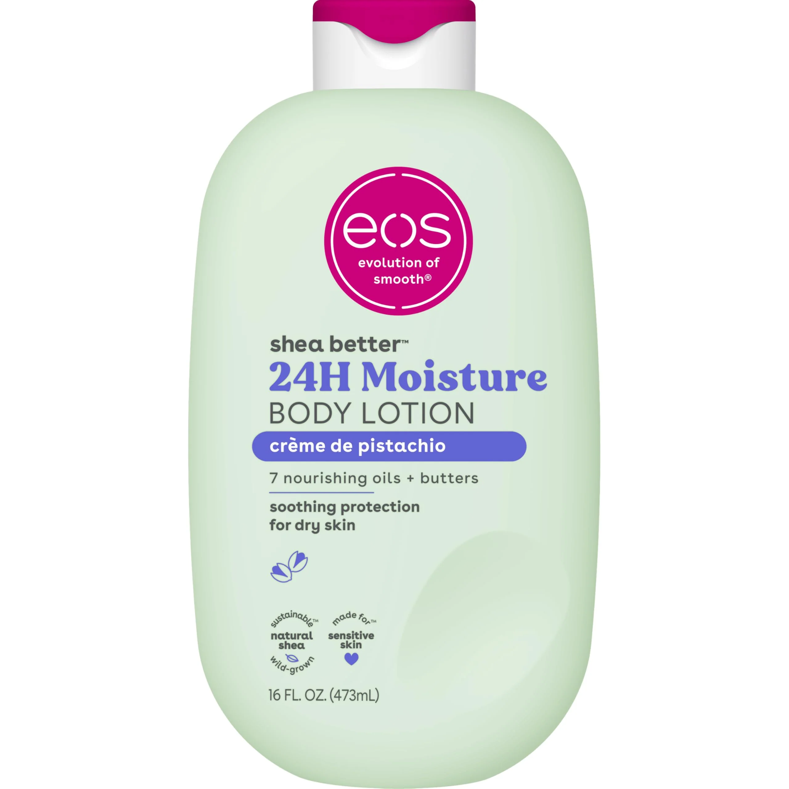 Sustainable eos Shea Better Body Lotion- Crème de Pistachio 24-Hour Moisture Skin Care Lightweight Non-Greasy Made with Natural Shea Vegan 16 fl oz Casual