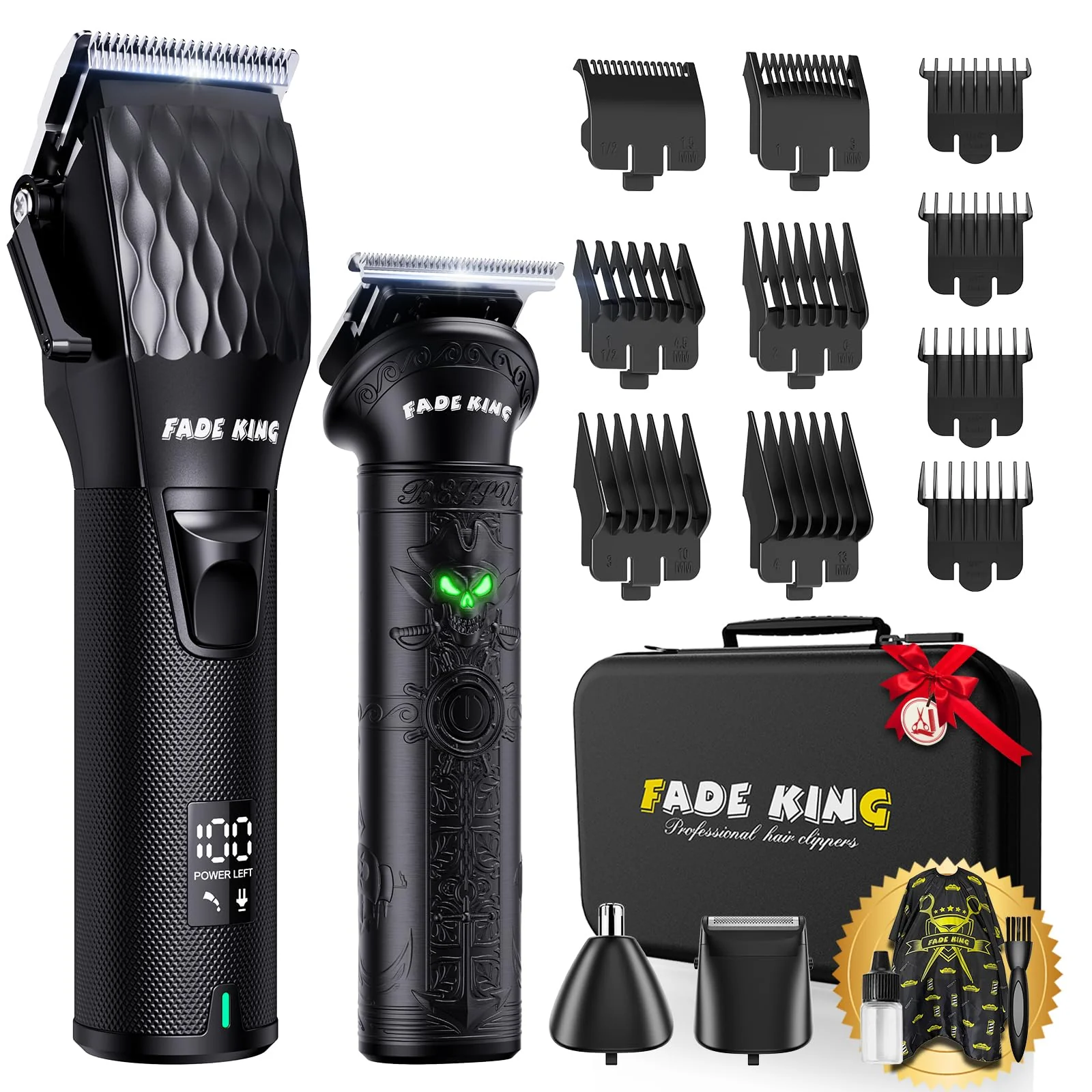 Crafted FADEKING® Professional Hair Clippers for Men Cordless Hair Cutting Kit Organic