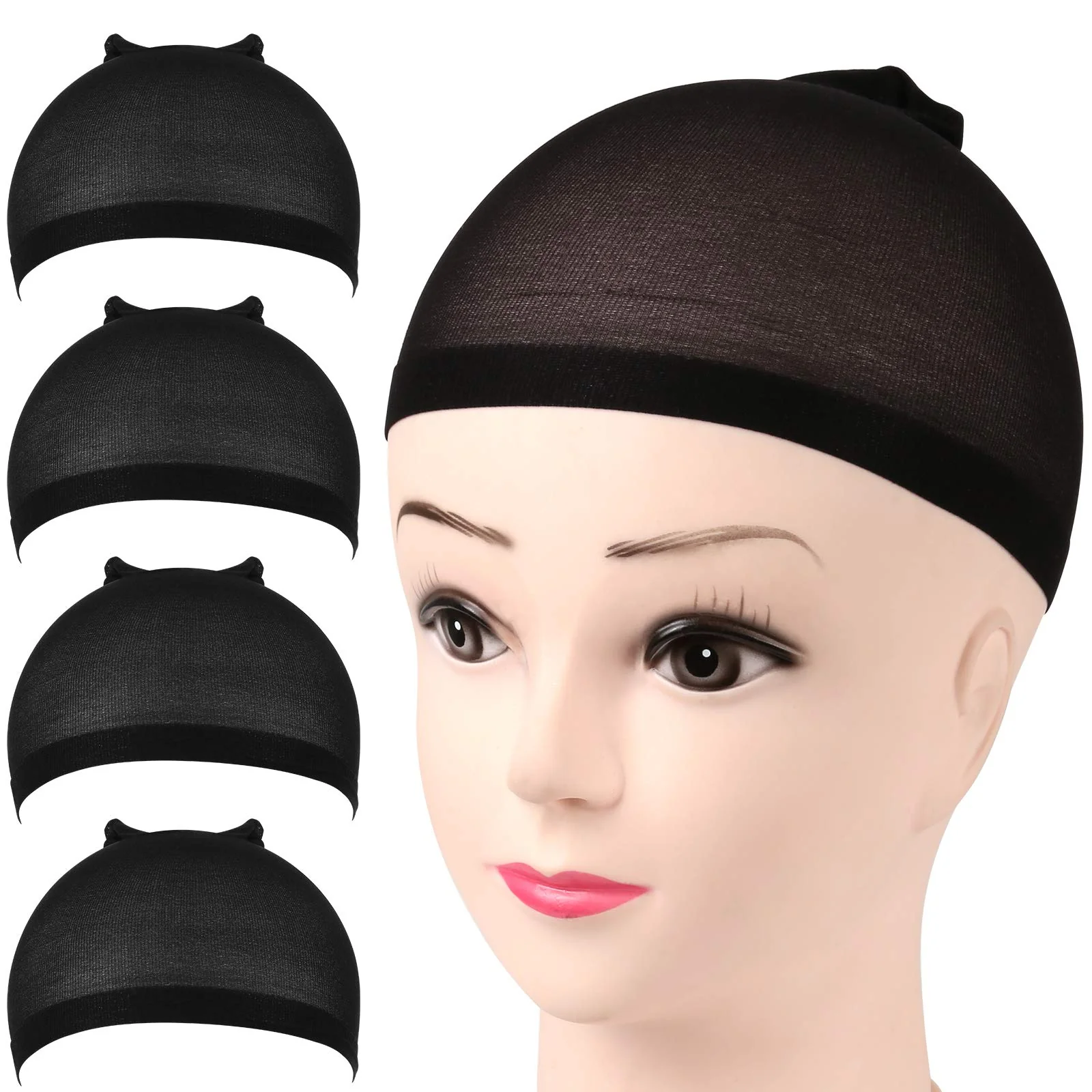 Fine Crafted FANDAMEI Wig Cap Nylon Wig Caps 4 Pieces Stocking Wig Caps for Women Black Healthy