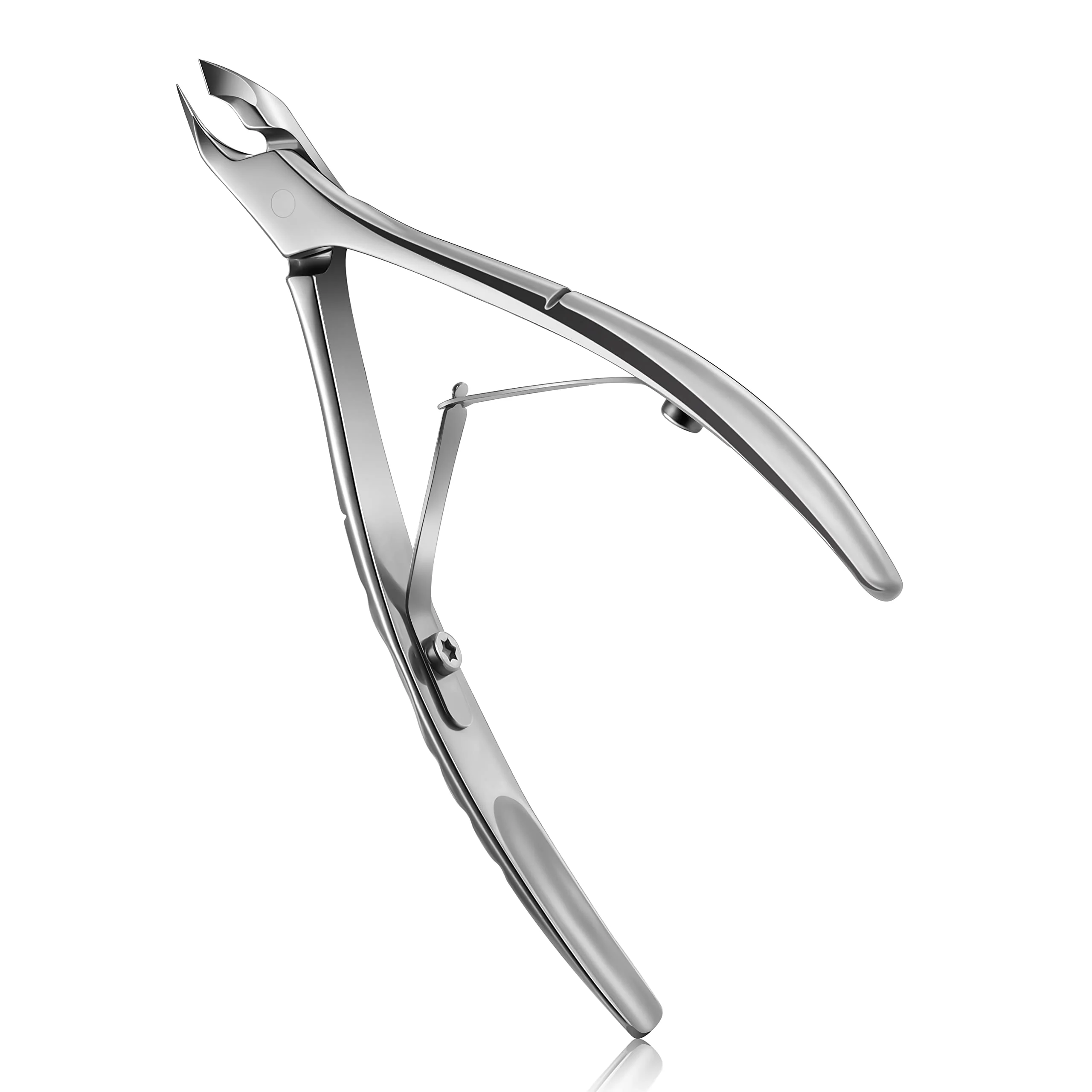 Reusable FERYES Cuticle Clipper with Pusher 2 in 1 Professional Cuticle Trimmer 6mm Full Jaw Cuticle Nipper Stainless Steel Cuticle Remover Tool Mirror Convenient