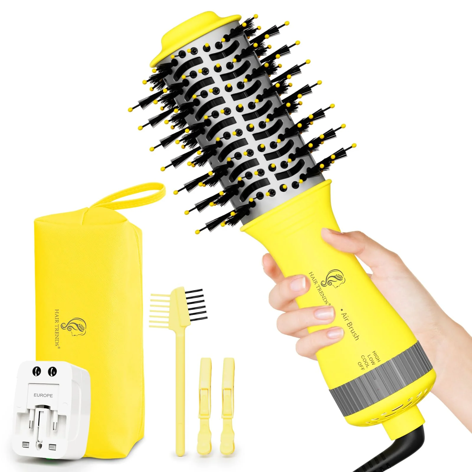 Trusted Auto Dual Voltage Hair Dryer Brush with European Travel Plug Next-Generation