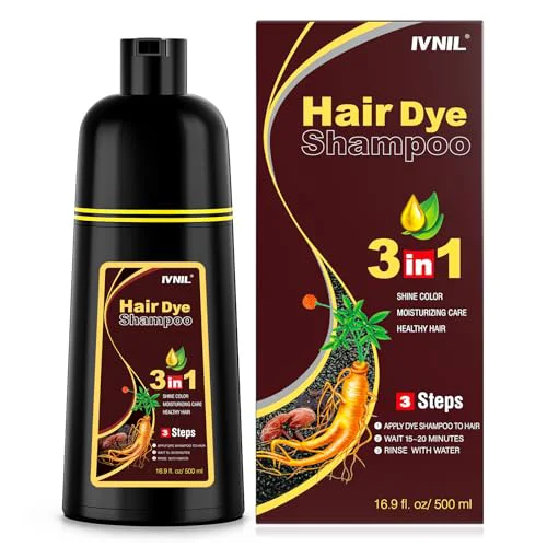 Next-Generation Ivnil Dark Brown Hair Dye Shampoo 3 in 1 Hair Color for Women Men for Grey Coverage Champu Para Canas Mujer Enhanced
