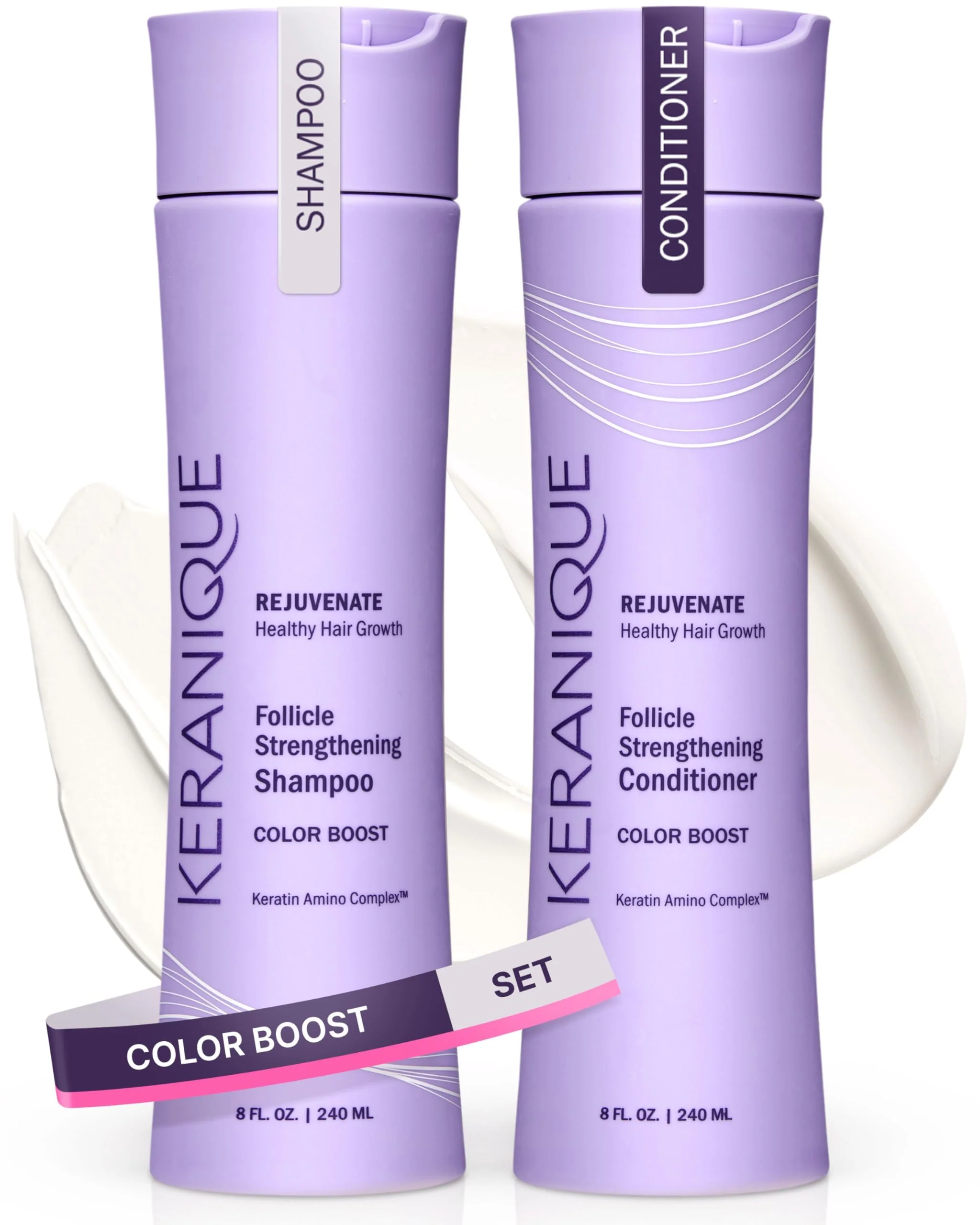 Exceptional Keranique Scalp Restore Anti-Dandruff Shampoo Scalp Calming Conditioner Set for Thinning Hair - 3 Salicylic Acid Treatment for Women - Relieves Modern