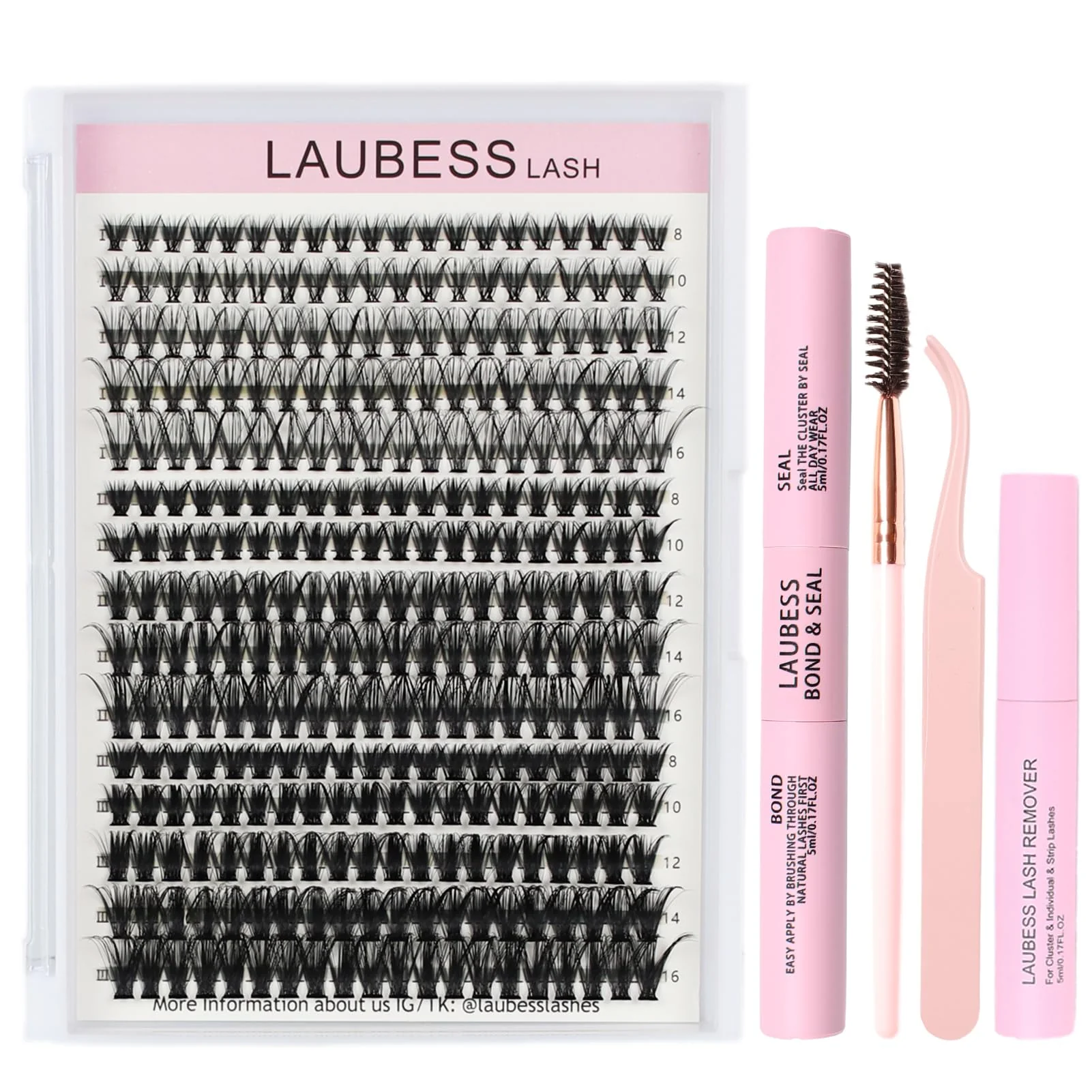 Modern DIY Lash Extension Kit Bond and Seal Lash Glue Remover 300 Pcs Lash Clusters Kit Mascara Wands Eyelash Extension Kit Eyelash Tweezers Individual Convenient