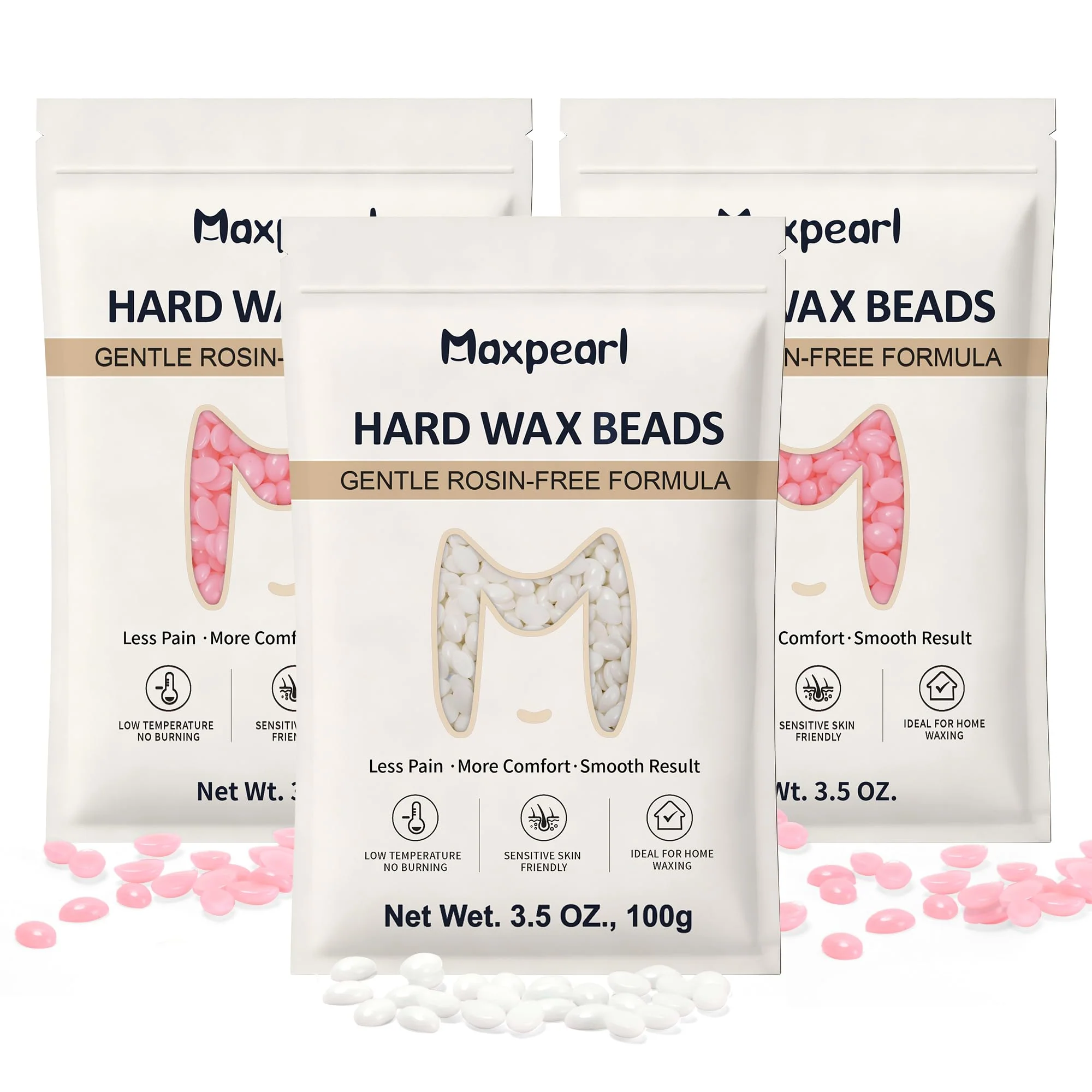 Authentic Maxpearl Rosin- Hard Wax Beads 300g 10.5oz - for Sensitive Skin - Hair Removal Wax Beans for Branzilan Waxing Bikini Face Underarms Legs Sustainable