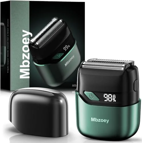 Expertly Made Electric Foil Shavers for Men Mini Electric Razor Compact Face Shaver IPX7 Waterproof Wet Dry Cordless Razor LED Display USB-C Fast Rechargeable Optimized