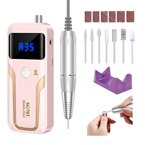 Original Design MOCOWIND Portable Nail Drill Professional 35000 RPM Rechargeable Electric Nail File Machine Cordless E-File for Acrylic Gel Polishing Removing Dependable
