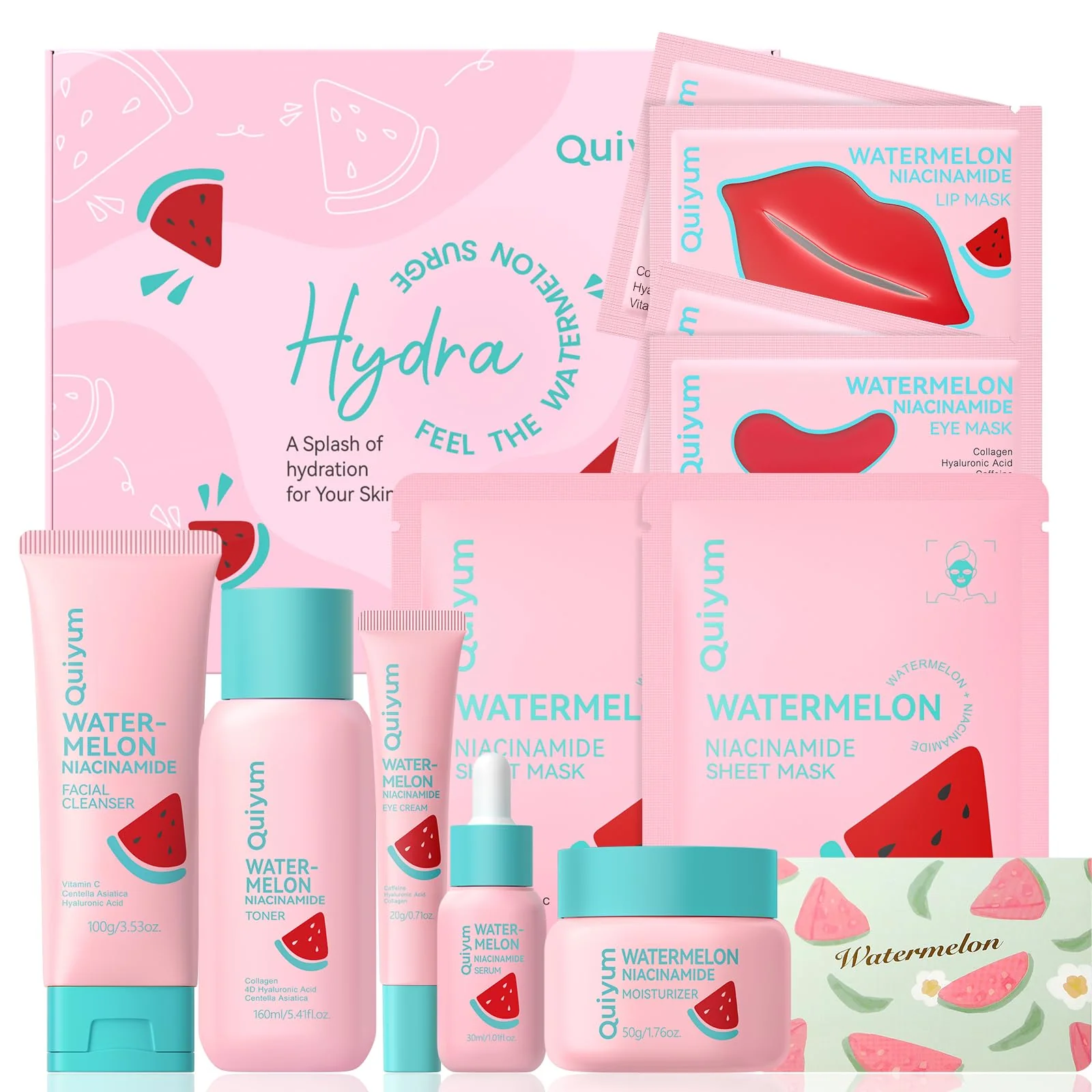 Safe QUIYUM Watermelon Niacinamide Skin Care Set Daily Routine Facial Skincare Trendy
