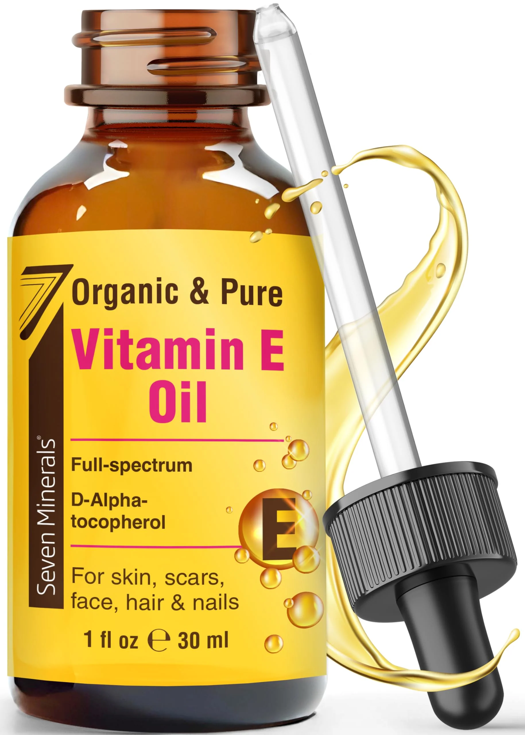 Outstanding Seven Minerals Ultra Pure Vitamin E Oil - Full-Spectrum D-Alpha