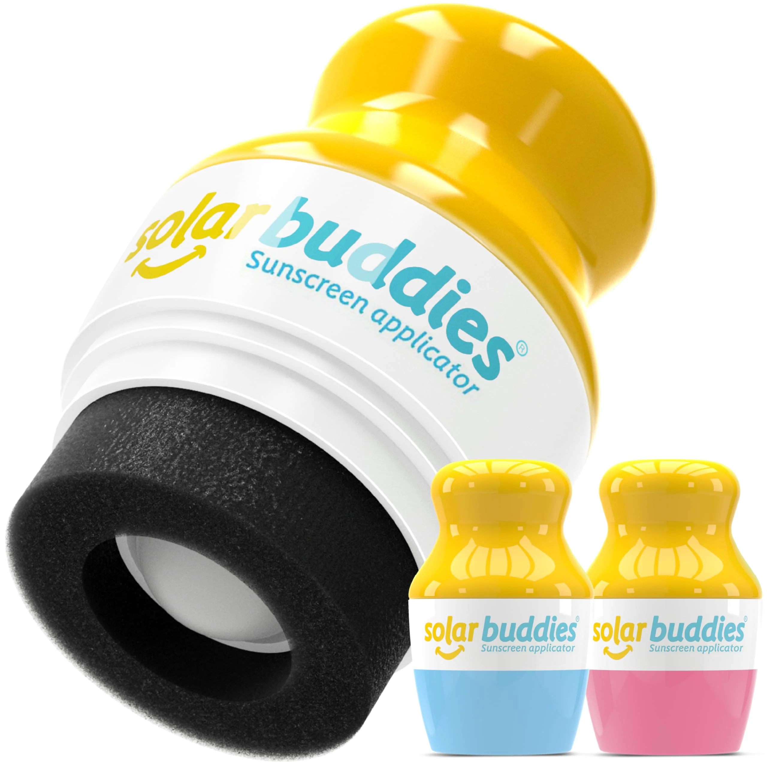 Artisan Solar Buddies Sunscreen Applicator - Blue Pink Duo - BPA- Refillable Roll-on Sponge for Sunscreens Lotions - For Kids Adults Families Minimalist