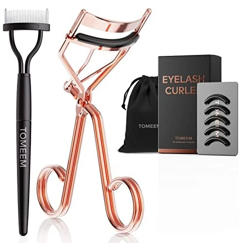 Fast Eyelash Curler with Comb Professional Volumizing Lash Lift Kit Lash Curler with Refill Pads for Home Travel Uses Rose Gold Unique