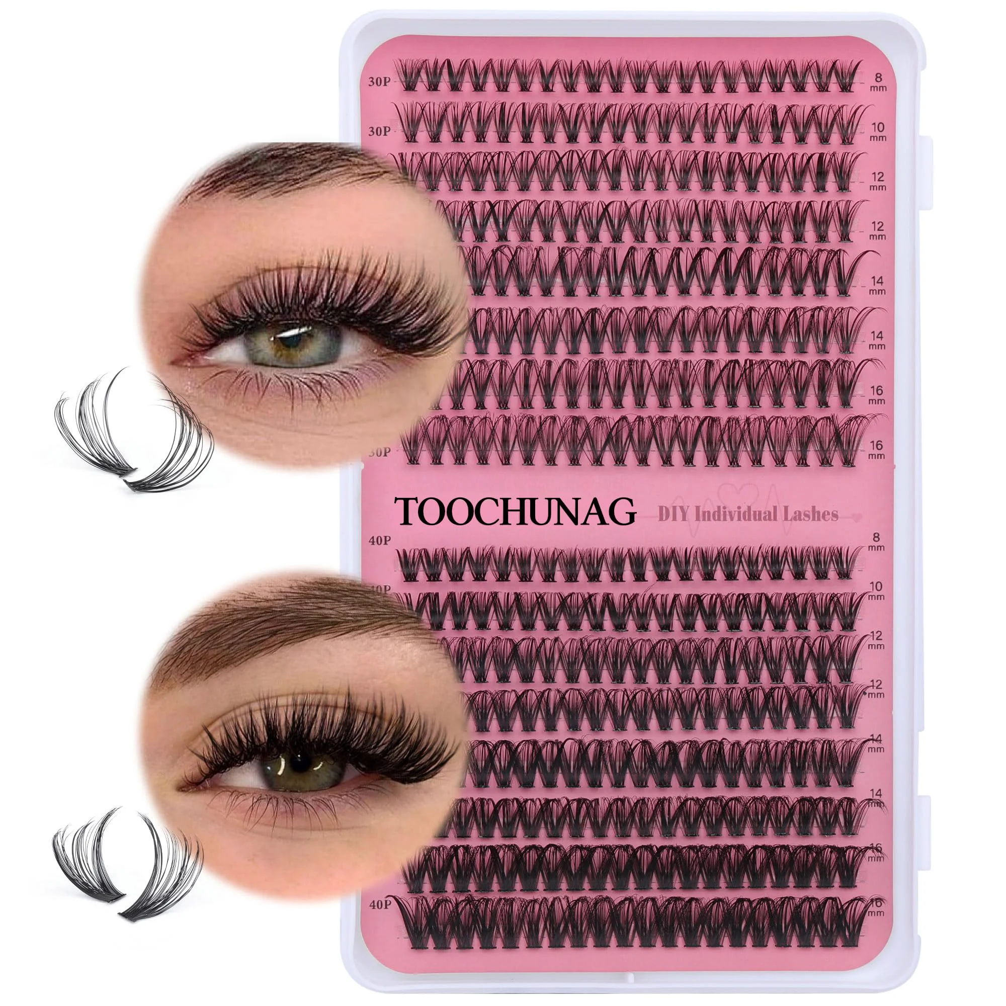Solid Lash Clusters 30D 40D Individual Lashes 320pcs Natural Cluster Eyelash Extensions 8-16MIX DIY Lash Extension D Curly Wispy False Eyelashes Clusters by Casual