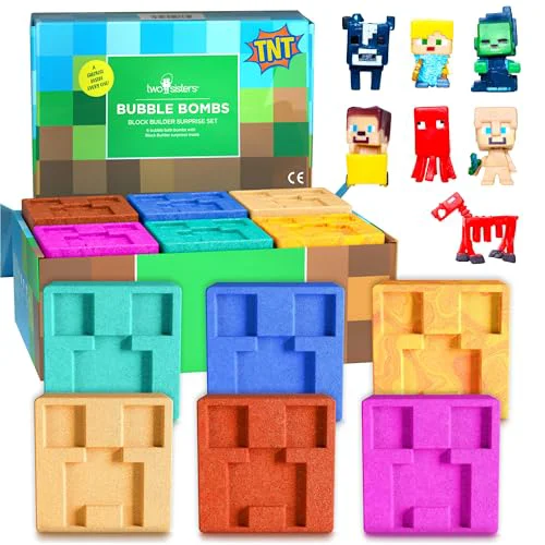 Soft TNT Creeper Bath Bombs for Kids with Surprise Toys Inside 6 Pack - Large Fizzy Bubble Mine Bomb - Easter Basket Stuffers for Boys Fruity Scent Contemporary