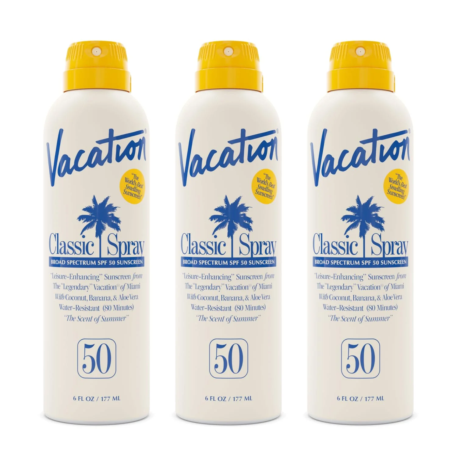 Comfortable Vacation Classic SPF 50 Sunscreen Spray 6 Fluid Ounces Pack of 3 - Broad Spectrum Lightweight Transparent on All Skin Tones Water-Resistant Soft