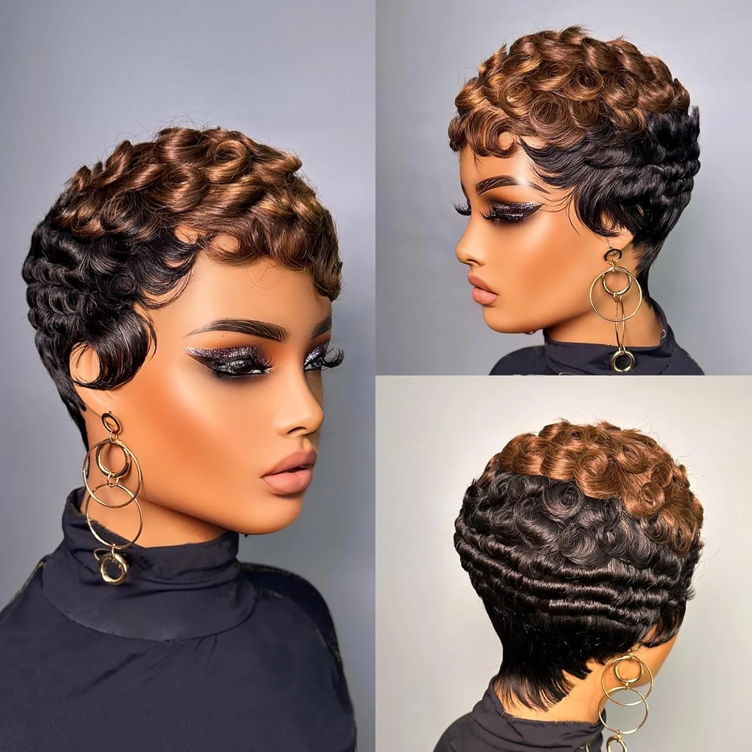 Elegant VRZ Short Curly Pixie Cut Wig Human Hair for Black Women Pixie Cut High-Quality