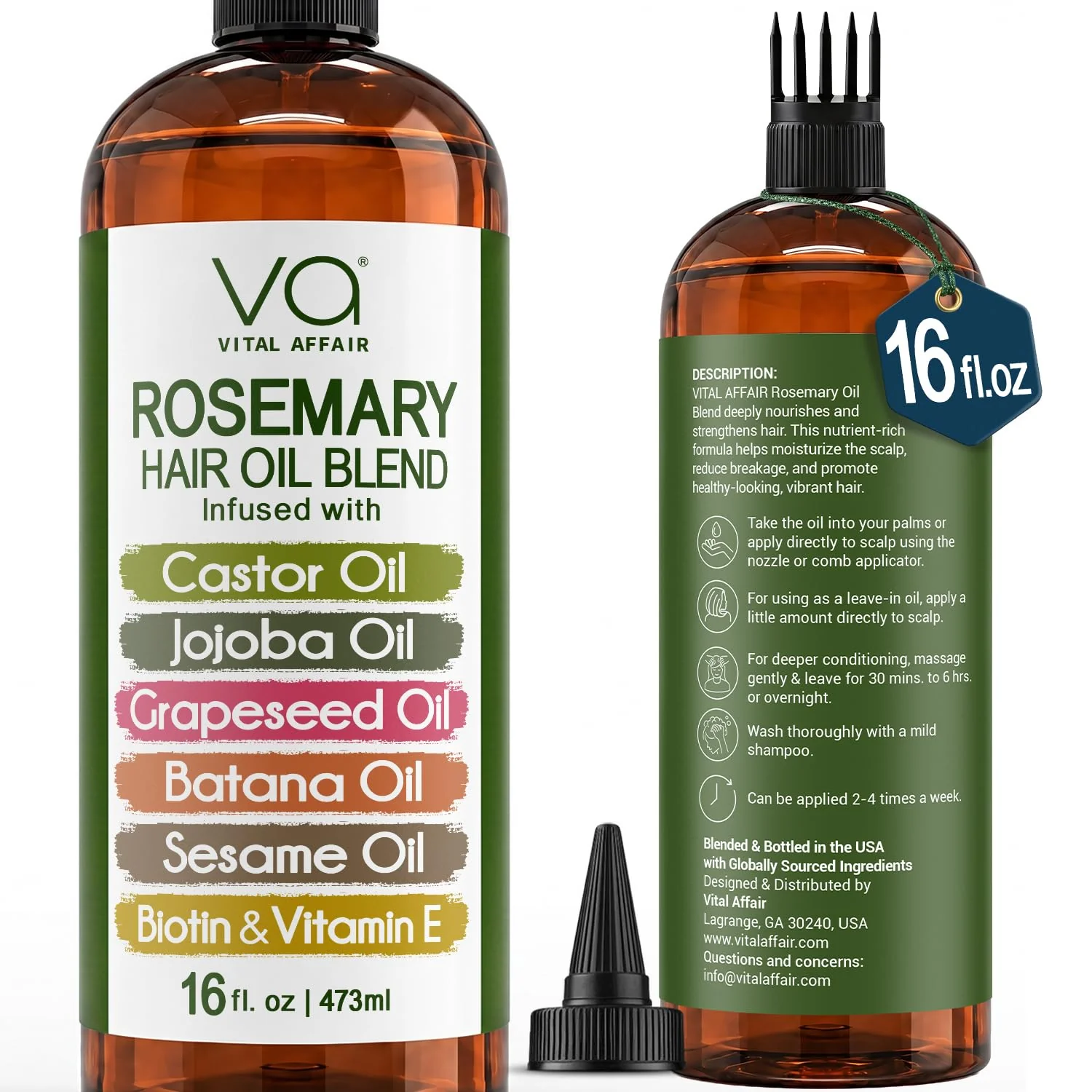 Breathable VITAL AFFAIR Blend Of Pure Rosemary Oil For Hair Growth With Castor Batana Jojoba Oil-Infused With Biotin Vitamin E-Blend of Effective Hair Oils Premium Material