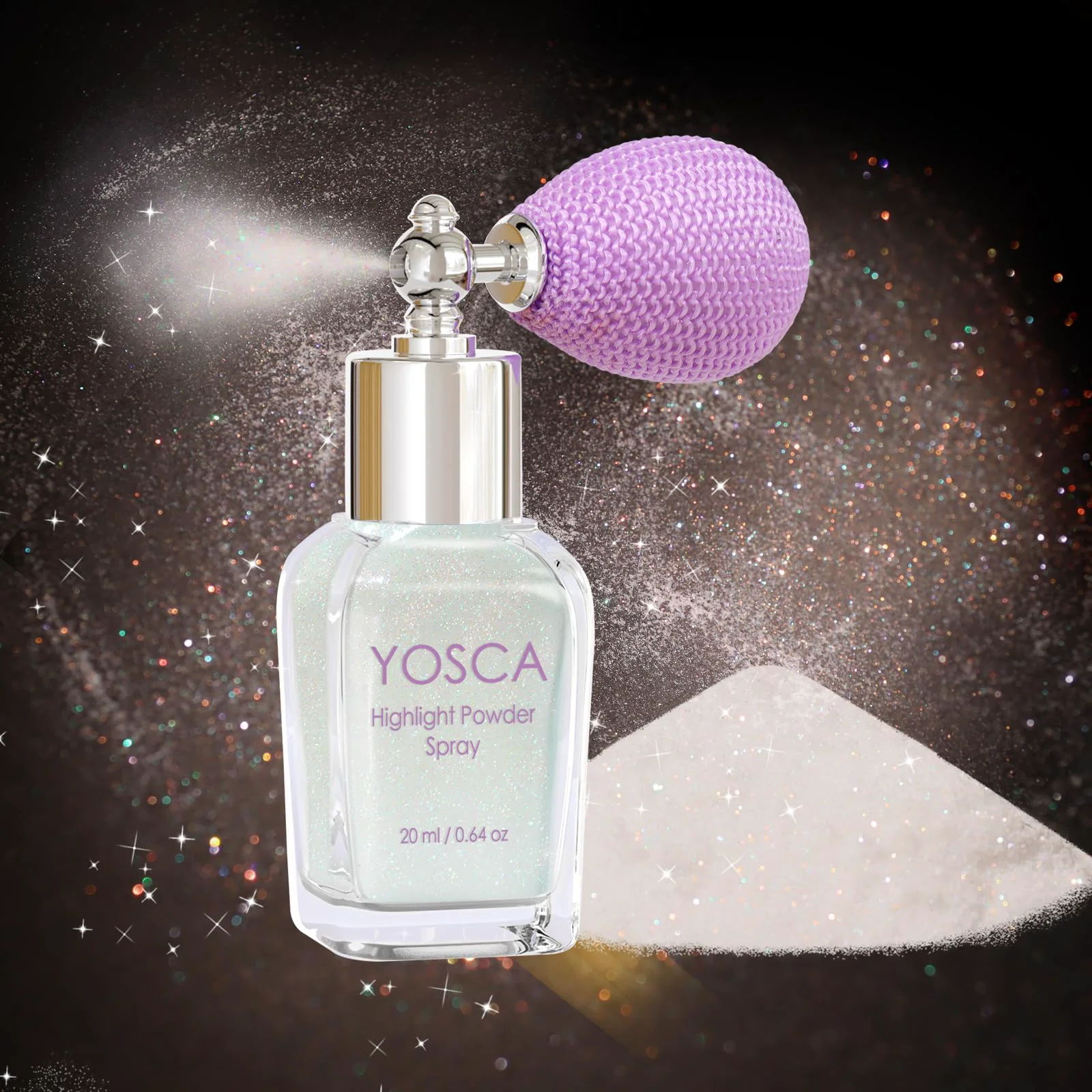 Proven Yosca Body Glitter Spray 30ML Loose Body Shimmer Powder Iridescent Hair Spray White Glitter Sparkle Highlighter Makeup Festival Concert Party Safe