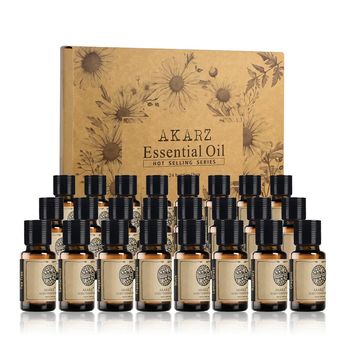 Prestigious AKARZ 24 Set Essential Oils Tea Tree Lavender More Proven