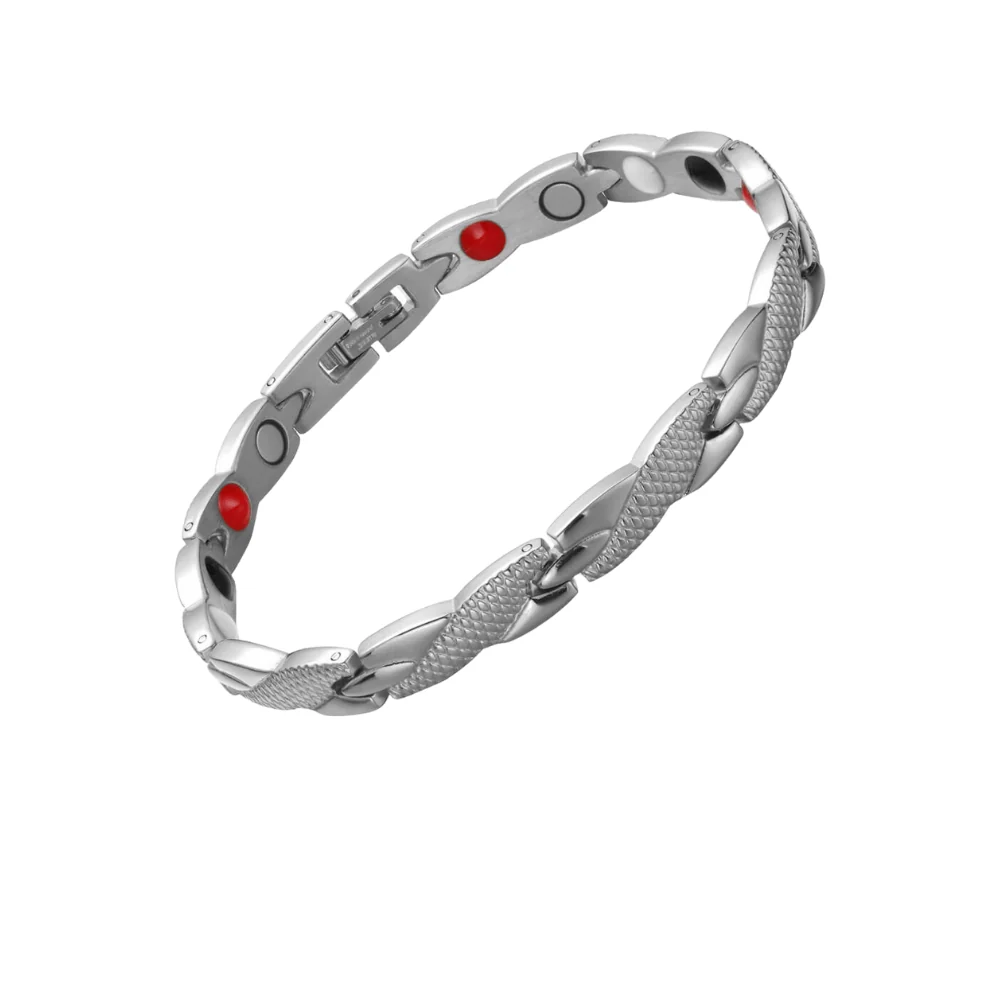 World-Class Stainless Steel Energy Bracelet 4-in-1. 2 Colors available. Models B025 Eco-Friendly