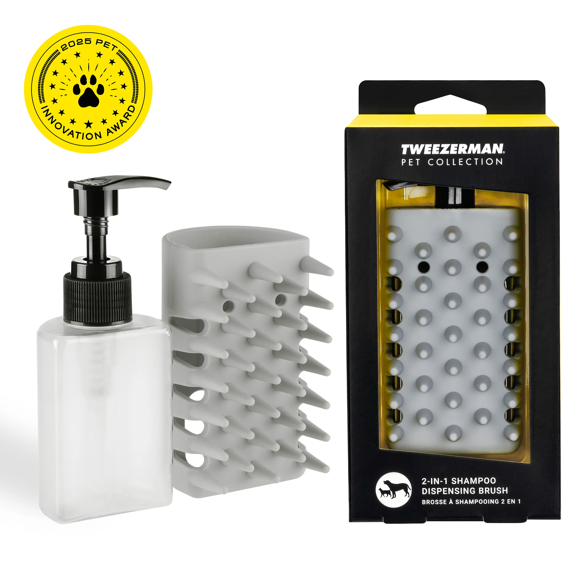 Natural Pet 2-In-1 Shampoo-Dispensing Bath Brush Genuine