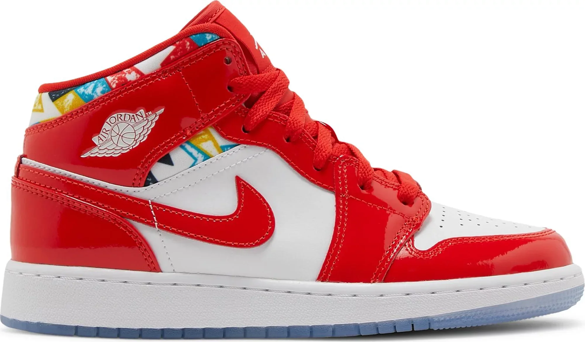 Functional Air Jordan Grade School Retro 1 Mid Se 'Barcelona Sweater Red Patent' Gs Gs Proven