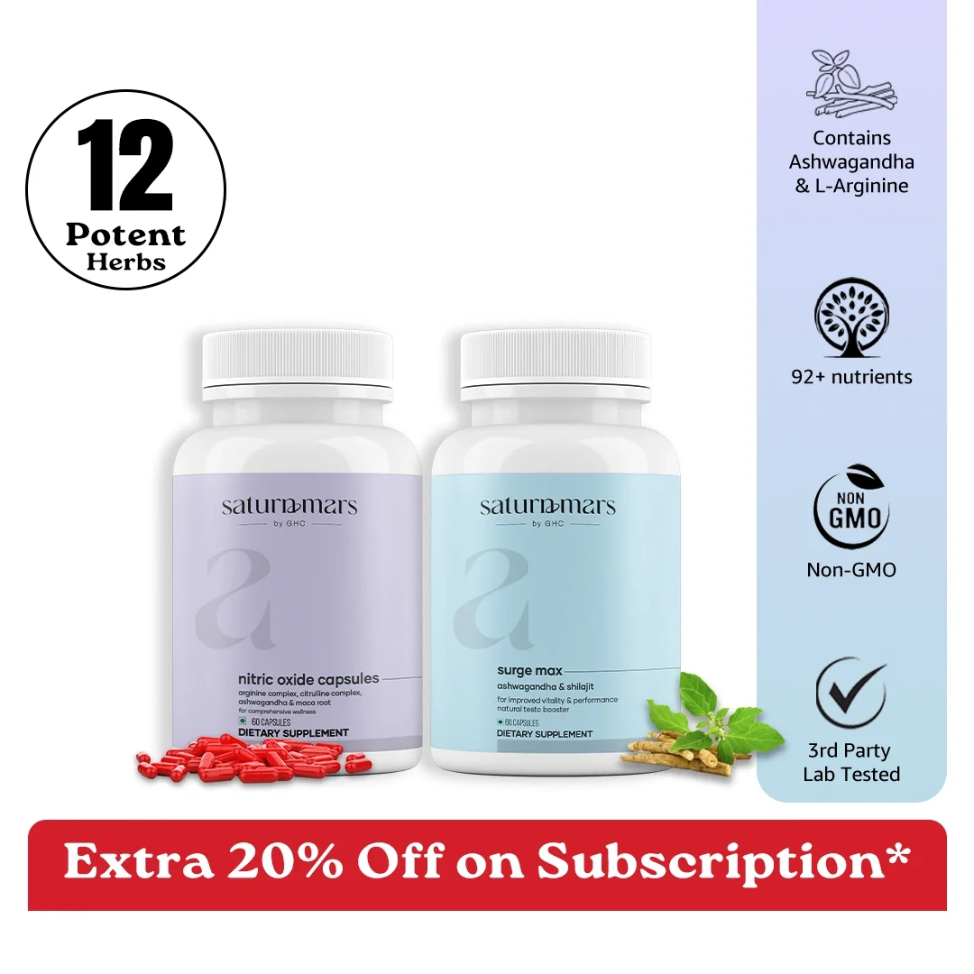 Efficient Saturn Mars GrowthMax Combo with Nitric Oxide Blend Adaptogens – Circulation Hormonal Balance Vitality Support 120N Durable