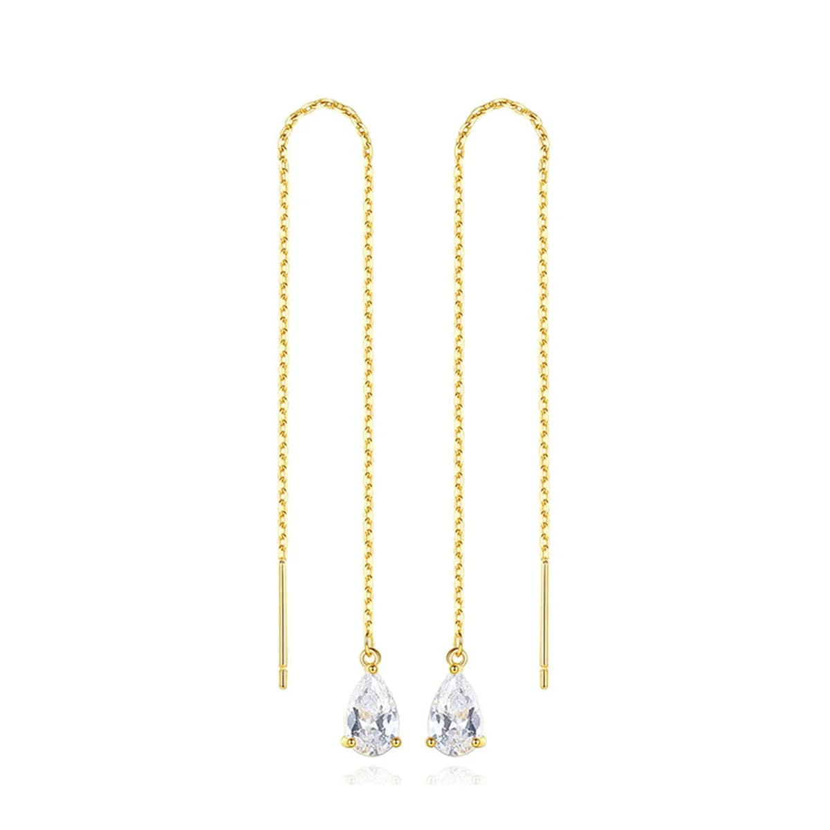 Traditional Crystal Goldtone Drop Threader Earrings Unique