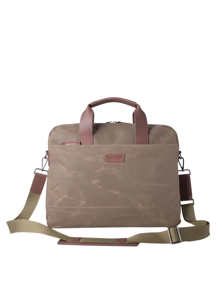 Flexible Normandy Men's Briefcase Fatigue Waxed Canvas Exclusive