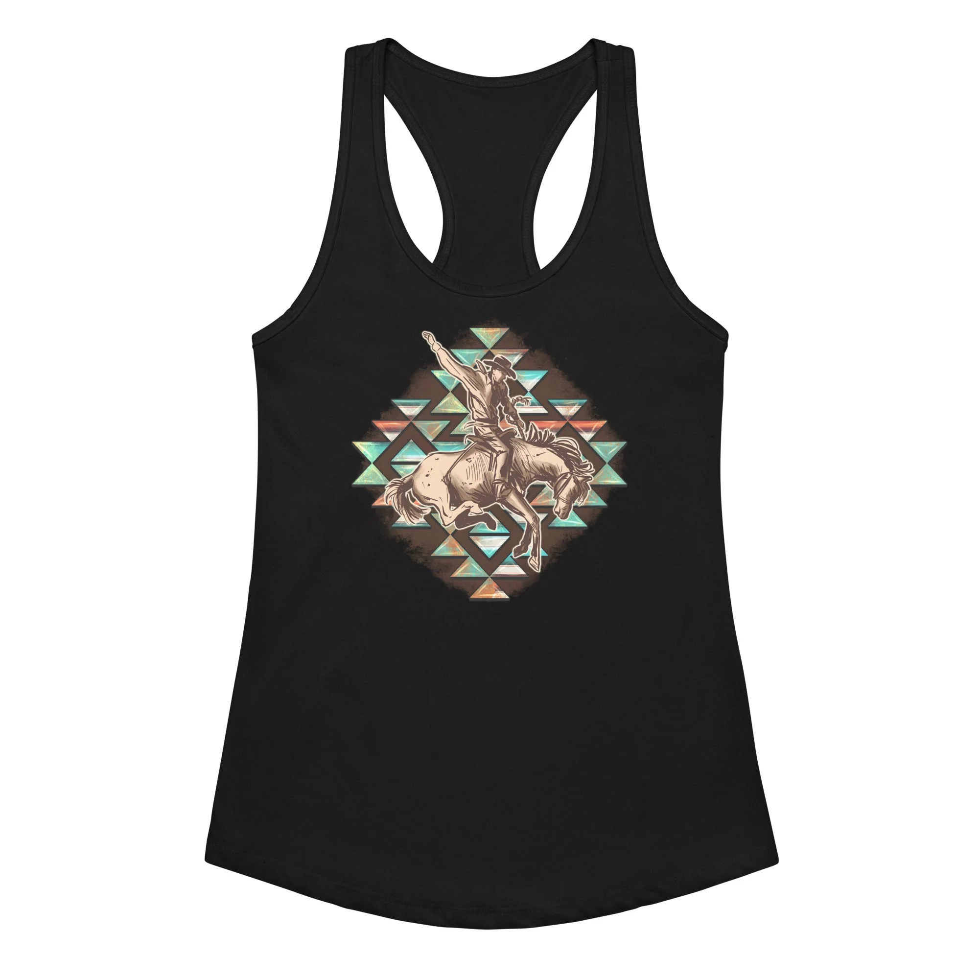 Reusable Aztec Cowboy Women s Fitted Racerback Tank Top Effective