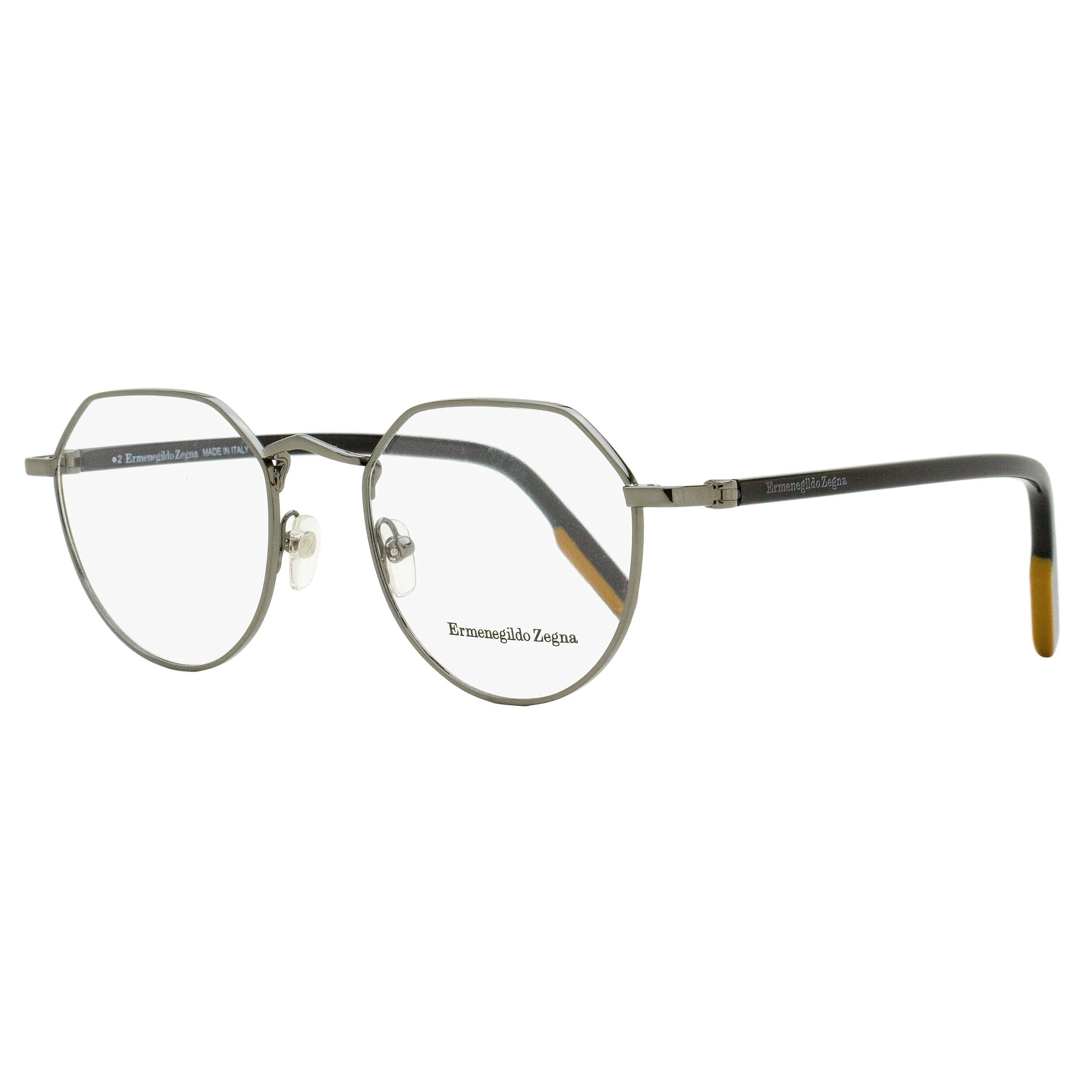 Sustainable Zegna Geometric Vicuna Eyeglasses EZ5238 012 Ruthenium Black 50mm Exclusive